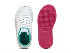 Puma Carina Street sneakers hvid/pink/turkis - sej model med rigtige snørebånd til børn